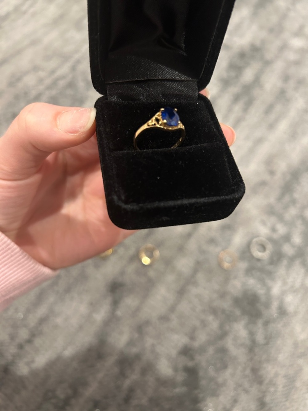 Gold-Plated Ring with Blue Gemstone
Reserved for @201mama